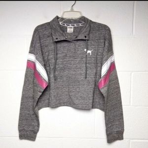 Pink Pullover Quarter Snap Crop Top